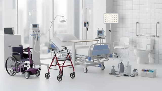 Medical equipment arranged in a care room